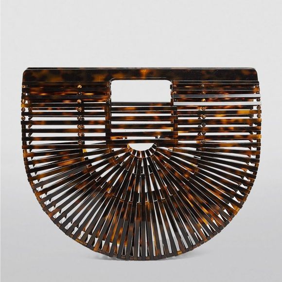 cult gaia Handbags - Cult Gaia Brown Small Acrylic Arc Bag